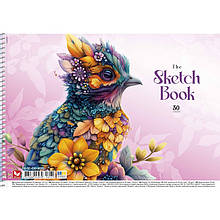 Альбом для малювання 30 л, A4, спіраль, лак "Школярик" / Пташка