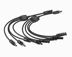 Конектор-розгалужувач Y подібний для 4-х панелей з проводами MC4 (пара) для сонячних панелей