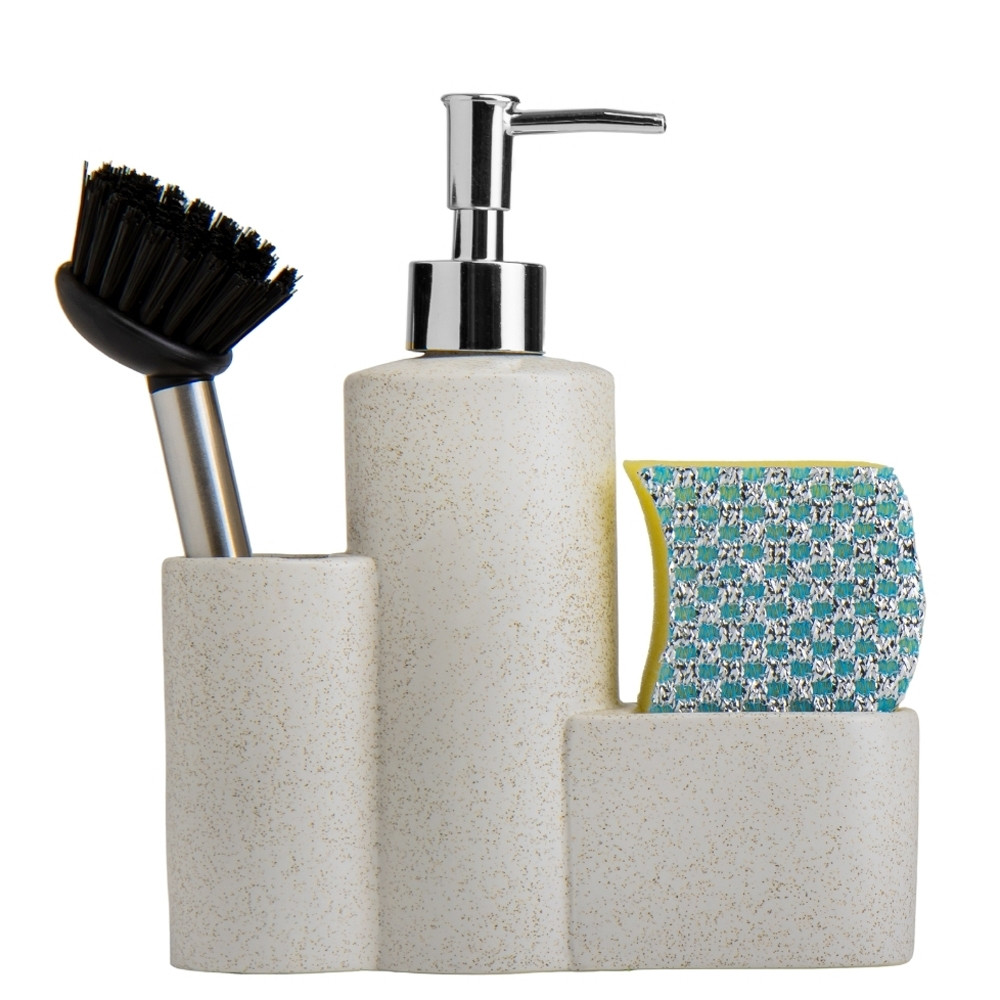 Диспенсер на кухню з губкою та щіткою 17,5х21х7 см кераміка 9190-026