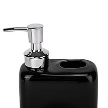 Диспенсер на кухню з губкою та щіткою 11х11х20 см кераміка 9190-041 чорний, фото 3