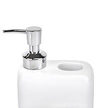 Диспенсер на кухню з губкою та щіткою 11х11х20 см кераміка 9190-040 білий, фото 4