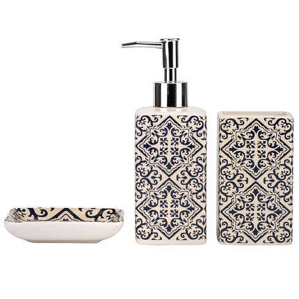 Набір для ванної кераміки 9190-003 білий із візерунком, фото 1