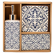 Набір для ванної кераміки 9190-003 білий із візерунком, фото 5