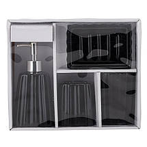 Набір для ванної кімнати 4 предмети кераміка 9190-008 чорний, фото 2