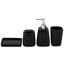 Набір для ванної кімнати 4 предмети кераміка 9190-008 чорний, фото 3