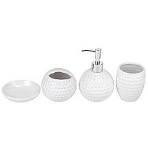 Набір для ванної кімнати 4 предмети кераміка 9190-009 білий, фото 4
