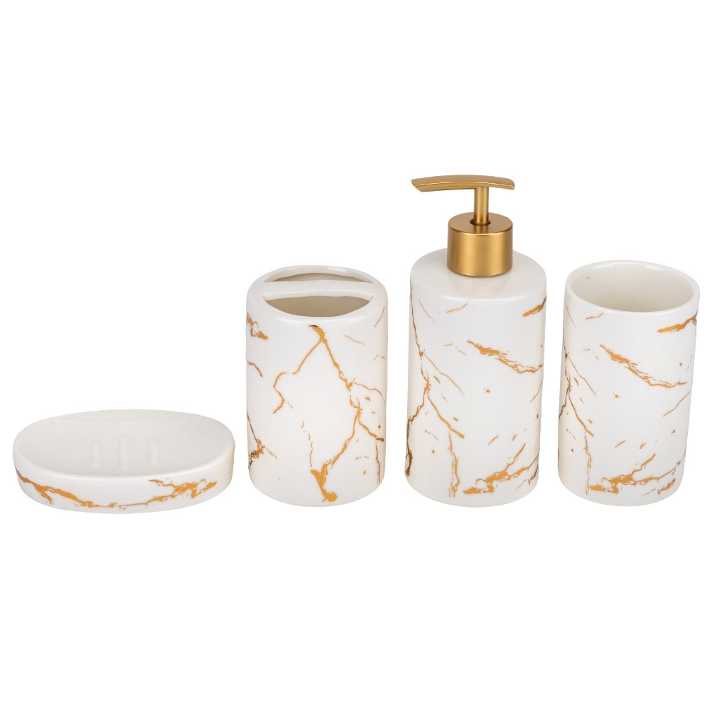 Набір для ванної кімнати 4 предмети кераміка 9190-011 білий із золотом