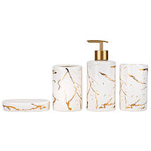 Набір для ванної кімнати 4 предмети кераміка 9190-011 білий із золотом, фото 3