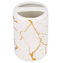 Набір для ванної кімнати 4 предмети кераміка 9190-011 білий із золотом, фото 5