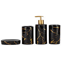Набір для ванної кімнати 4 предмети кераміка 9190-012 чорний із золотом, фото 2