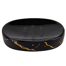 Набір для ванної кімнати 4 предмети кераміка 9190-012 чорний із золотом, фото 3