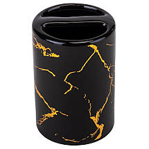 Набір для ванної кімнати 4 предмети кераміка 9190-012 чорний із золотом, фото 5