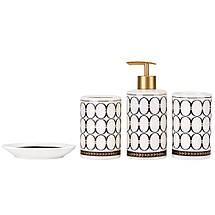 Набір для ванної кімнати 4 предмети 9190-013 кераміка білий з візерунком, фото 2