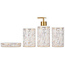 Набір для ванної кімнати 4 предмети кераміка 9190-014 білий з візерунком, фото 3