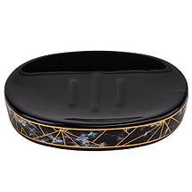 Набір для ванної кімнати 4 предмети 9190-015 кераміка чорний з візерунком, фото 4