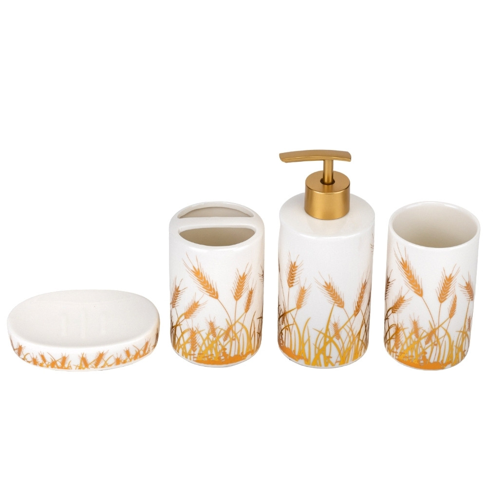 Набір для ванної кімнати 4 предмети Золотий колосок кераміка 9190-016 білий