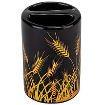 Набір для ванної кімнати 4 предмети кераміка 9190-017 чорний із візерунком, фото 5