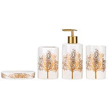 Набір для ванної кімнати 4 предмети Золоте дерево кераміка 9190-016 білий, фото 5