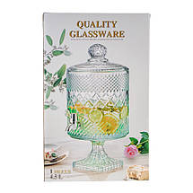 Лимонадниця для напоїв скляна з краном 4,5 л 38х20 см 9228-003, фото 3