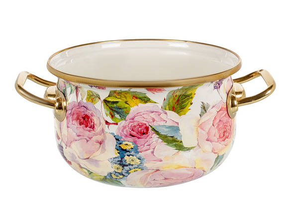 Каструля емальована з кришкою Elmani Півонії 16 см 2,1 л 763-003, фото 2