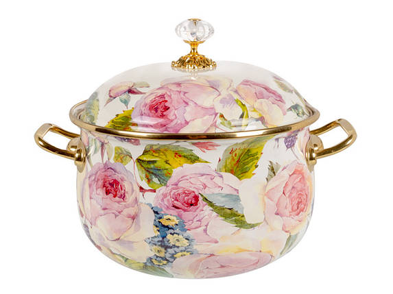 Каструля емальована з кришкою Elmani Півонії 20 см 3,8 л 763-004, фото 1