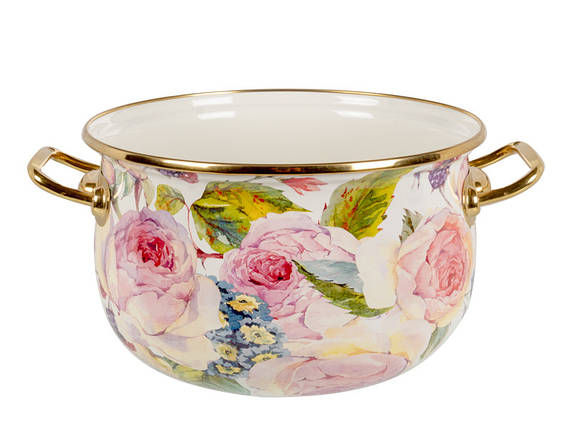 Каструля емальована з кришкою Elmani Півонії 20 см 3,8 л 763-004, фото 2