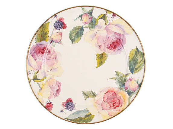 Тортівниця емальована з кришкою на ніжці Elmani Півонії 30 см 763-007, фото 2