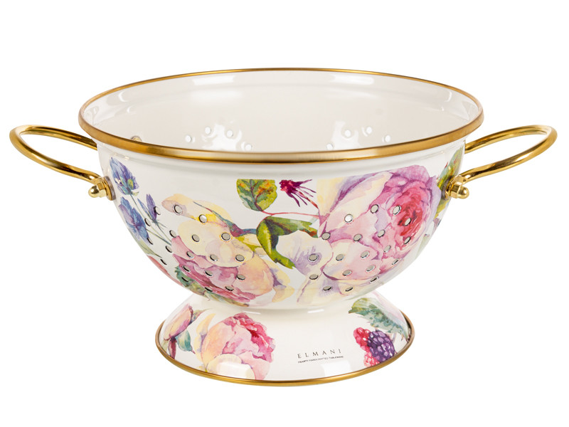 Дуршлак емальований на ніжці Elmani Півонії 20 см 763-016