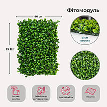 Декоративна панель із штучної зелені 40х60х5 см 9224-005, фото 3