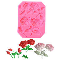 Молд силіконовий Троянди 119 на 90 мм рожевий