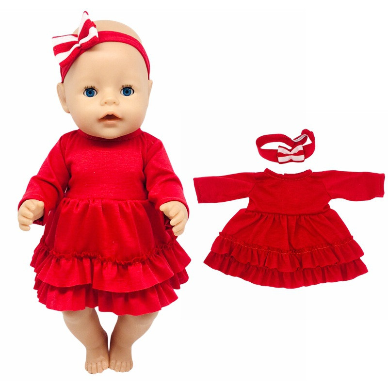 Одяг для ляльки Бебі Борн / Baby Born 43 см плаття з пов’язкою червоне 8965, фото 1