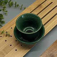 Керамічне сито (Чхалюй) для чаю з підставкою колотий лід Зелений