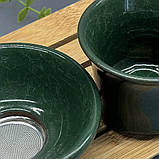 Керамічне сито (Чхалюй) для чаю з підставкою колотий лід Зелений, фото 4