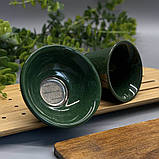 Керамічне сито (Чхалюй) для чаю з підставкою колотий лід Зелений, фото 3