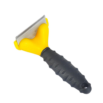 Щітка для вичісування тварин гребінець від линьки фурмінатор для грумінгу Жовта 6,8 см