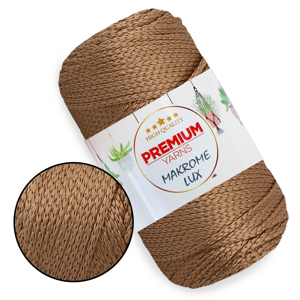 Шнур поліестеровий 2 мм, Premium Yarn Makrome Lux, Кориця No833, фото 1