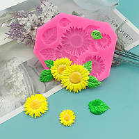 Молд силіконовий Соняшник 119 на 68 мм рожевий