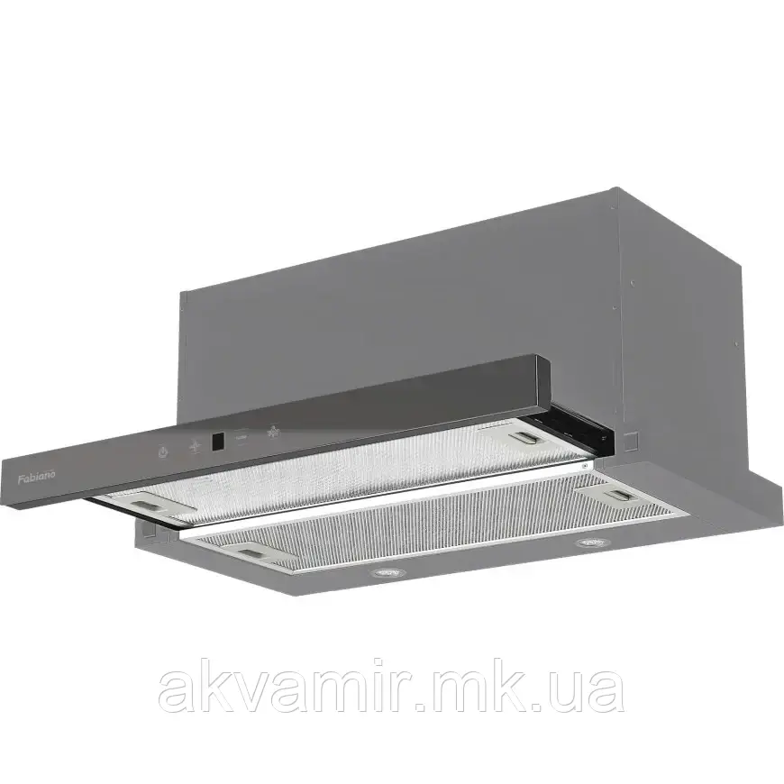 Витяжка кухонна Fabiano Smart 60 Lux Titanium Glass (титанове скло) телескопічна, фото 1