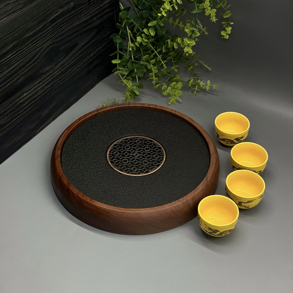 Чайний столик для проведення китайської чайної церемонії Кругла чабань із дренажним отвором «Елегант», фото 1