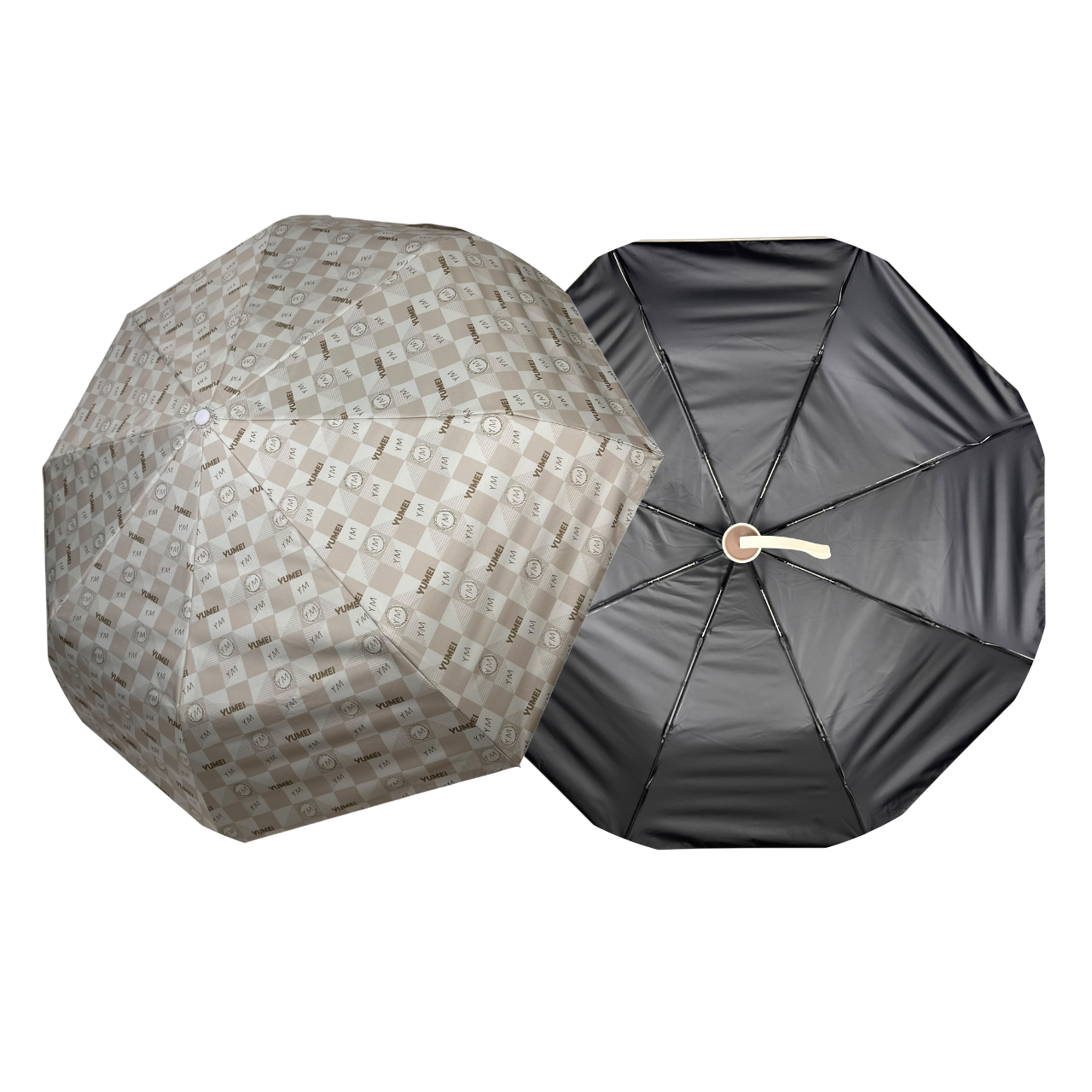 Компактна автоматична парасолька на 8 спиць від Feeling Rain, бежева ручка, 03524FR-2, фото 1