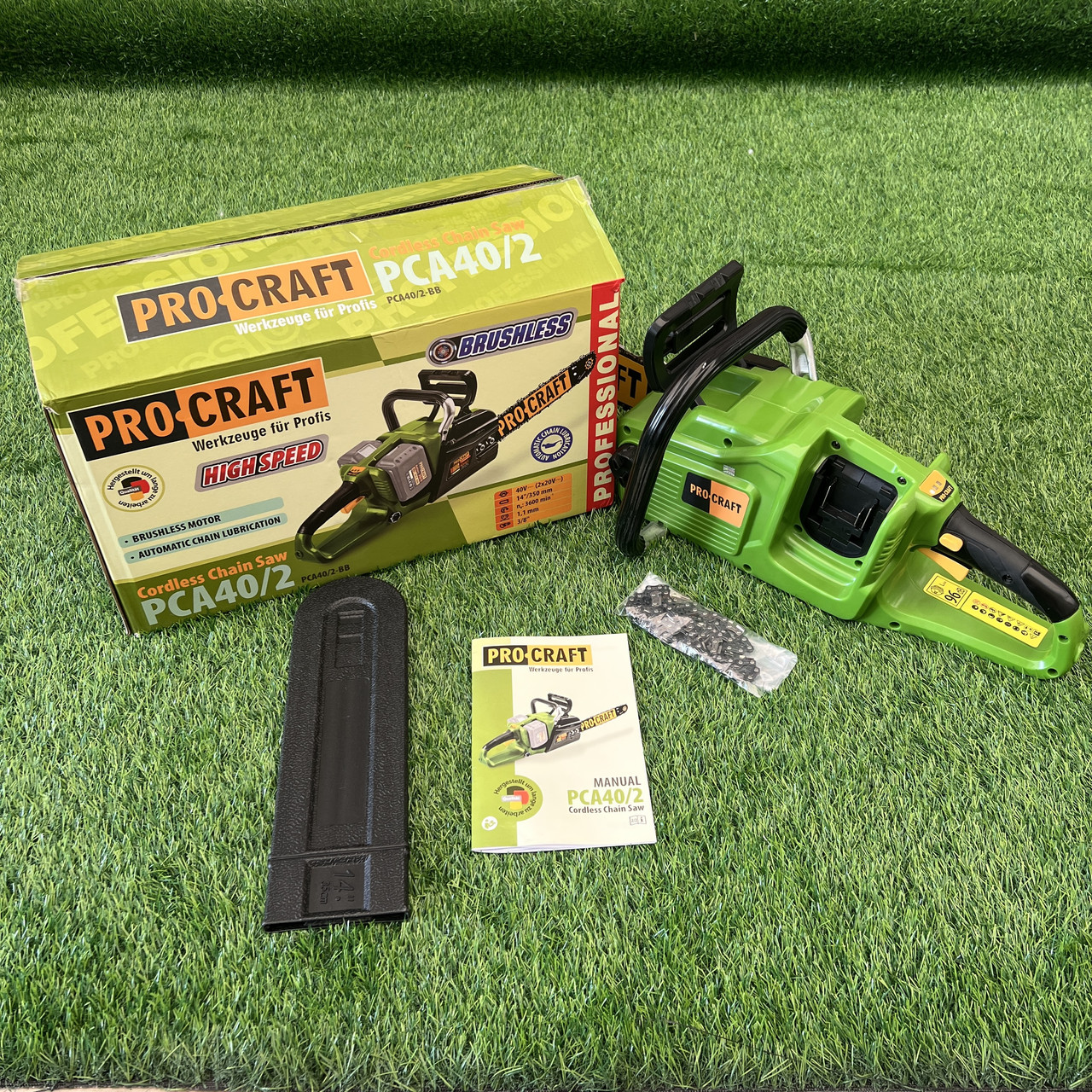 Акумуляторна ланцюгова пилка Procraft PCA40/2 (Без АКБ та ЗП) для важких робіт. Безщіткова пилка Прокрафт