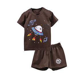 Літній комплект для хлопчика з принтом Космос стрейч-кулір