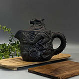 Фігурний чайник з іссинської глини Чайник для чайної церемонії Чорний Дракон (400мл), фото 4