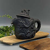Фігурний чайник з іссинської глини Чайник для чайної церемонії Чорний Дракон (400мл), фото 2