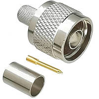 Штекер N під кабель RG-6/5B-FB, обтискний, латунь, N-вилка