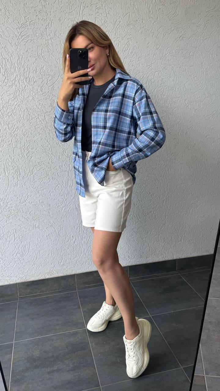 Сорочка ФЛАНЕЛЬ жіноча HARISMA БЛАКИТНА 111, фото 1