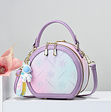 Дитяча сумочка для дівчинки кругла з брелоком, Кругла дитяча сумочка різнокольорова, фото 7