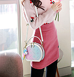 Дитяча сумочка для дівчинки кругла з брелоком, Кругла дитяча сумочка різнокольорова, фото 9