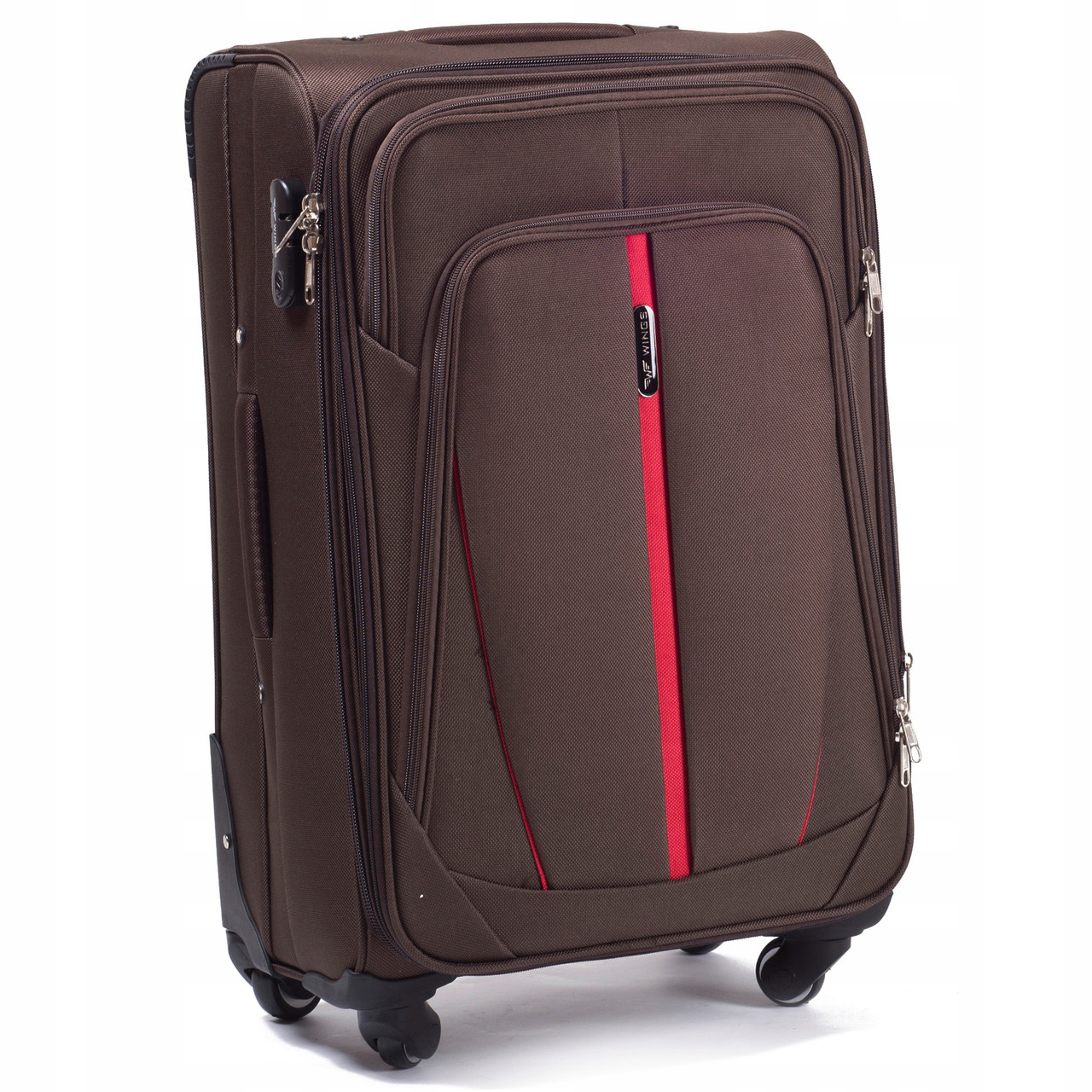 Середня валіза cordura 1200d на колесах з розширенням Wings 1706(4) M 63 л, кодовий замок, коричневий, фото 1