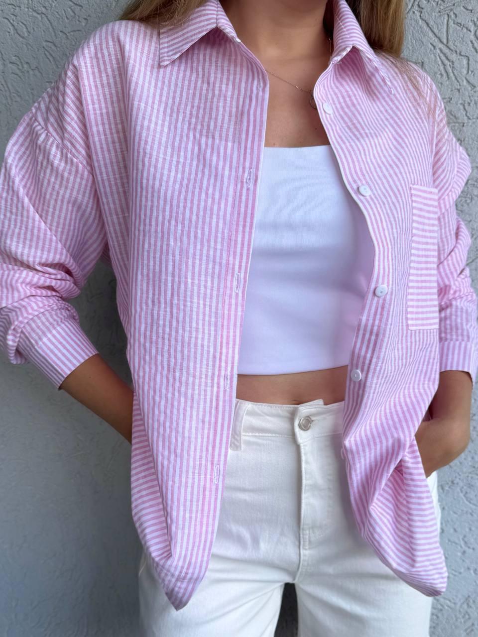 Сорочка жіноча ЛІТНЯ ЛЬОН HARISMA РОЖЕВИЙ 109, фото 1